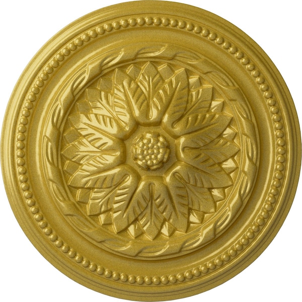 Ekena Millwork Wigan Ceiling Medallion, Hand-Painted Rich Gold, 16"OD x 2 1/4"P CM16WGRGS - main